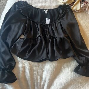 NWT! Topshop silky top black sz 8